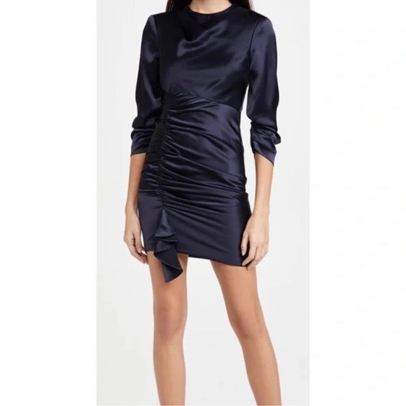 Cinq à Sept Barbie Pink Natalia Smooth Satin Long Sleeve Dress - Picture 12 of 16